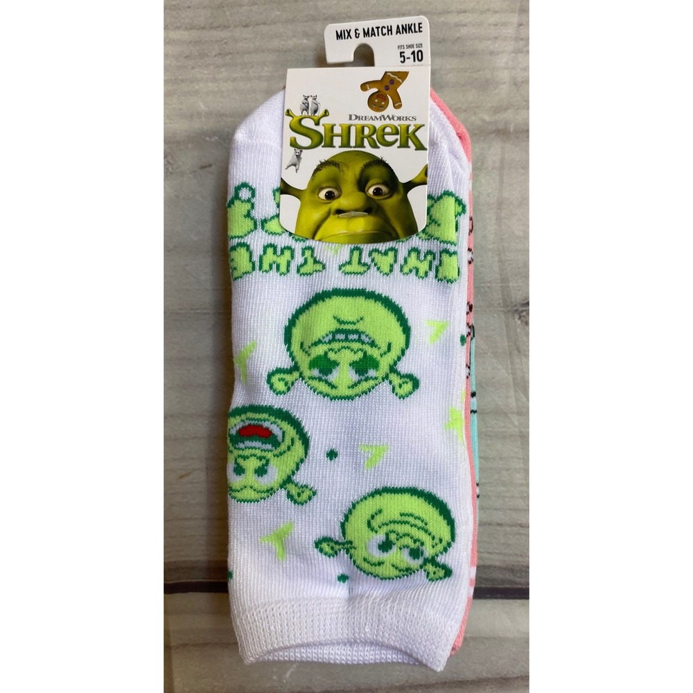 Bioworld DreamWorks Shrek Ankle Socks 5 Pair Pack Womens Shoe Size 5-10 NEW